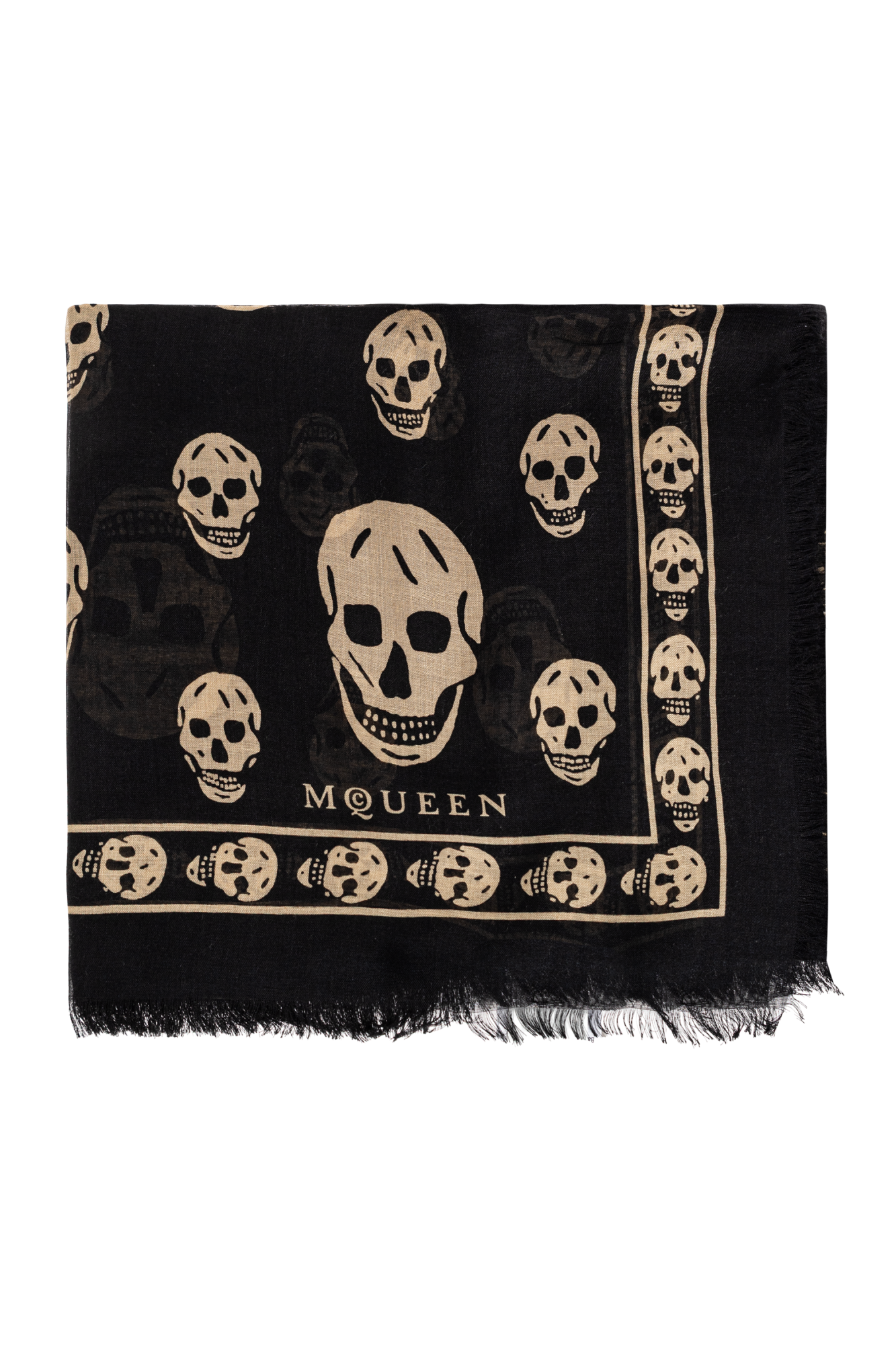 Black Silk scarf with a distinctive skull motif Alexander McQueen